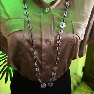 Chico's Black and Silver Disc Necklace